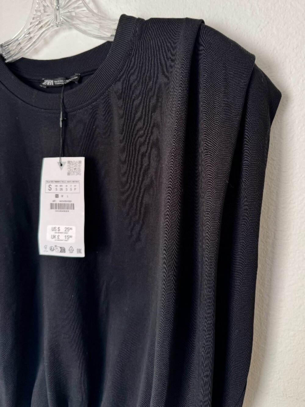 NWT Zara Black Shoulder Top- Size Small